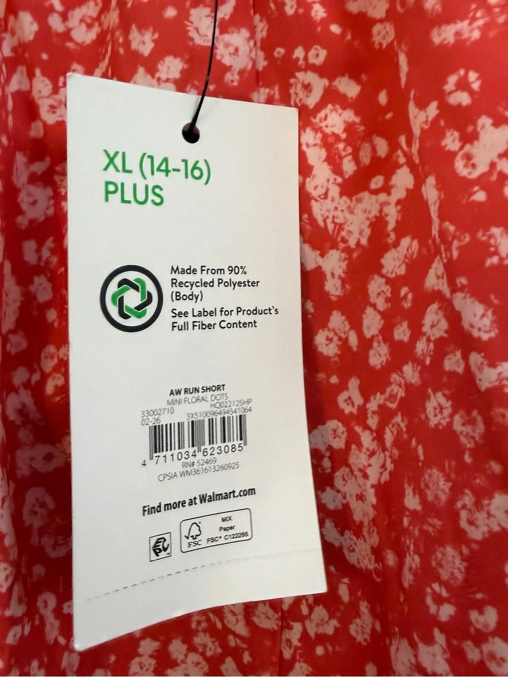 XL Athletic Works Women’s Red Floral Running Shorts